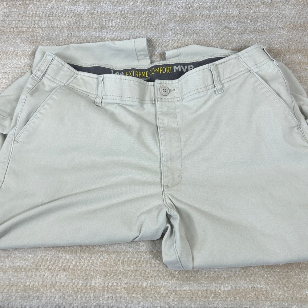 Lee Mens Extreme Comfort MVP Straight Fit Chino Pants Khaki 38x32 Stretch